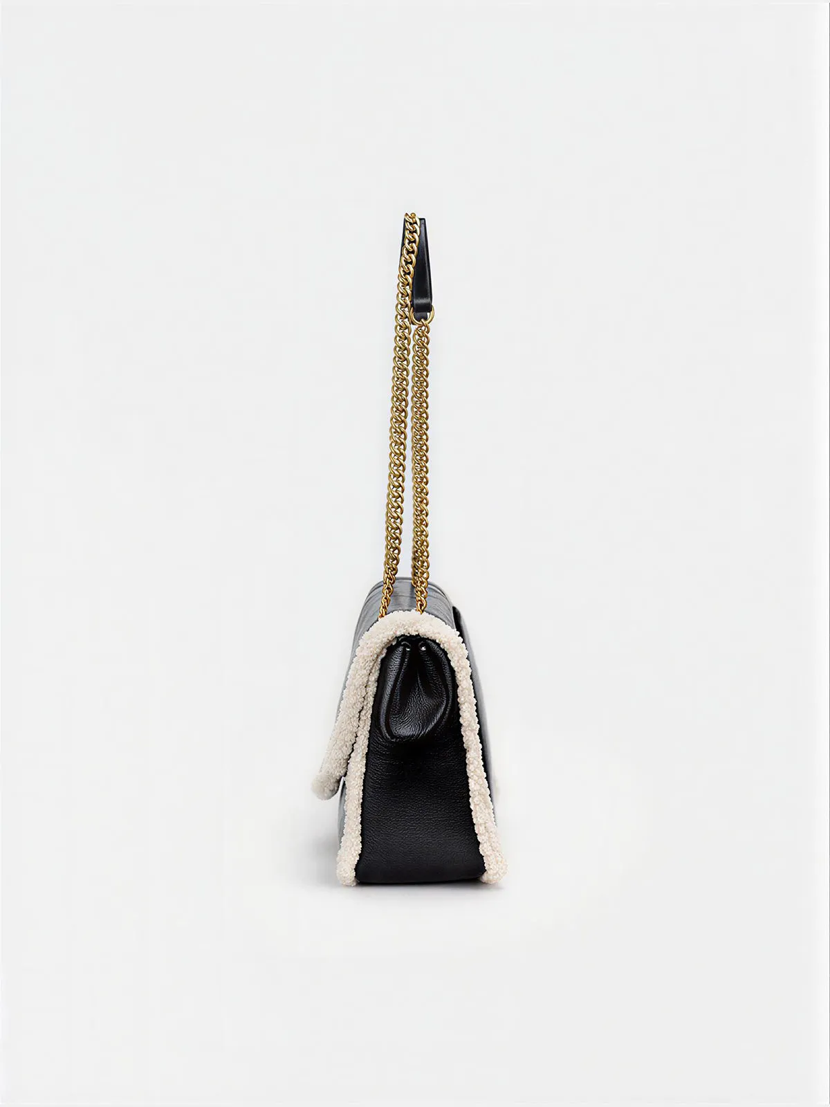 Chain Strap Shearling Trim Shoulder Bag sold by COMMENSE product image thumbnail 3