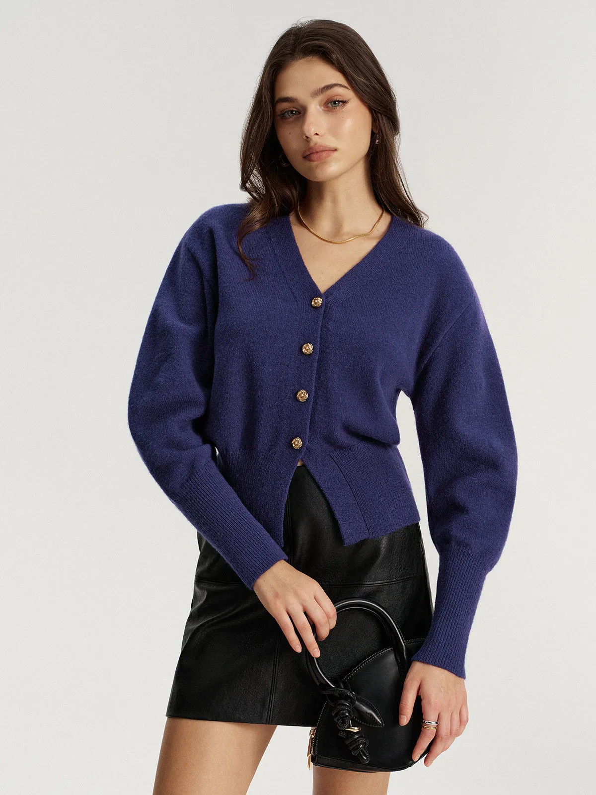 Metal Button V-Neck Knit Cardigan sold by COMMENSE product image thumbnail 4