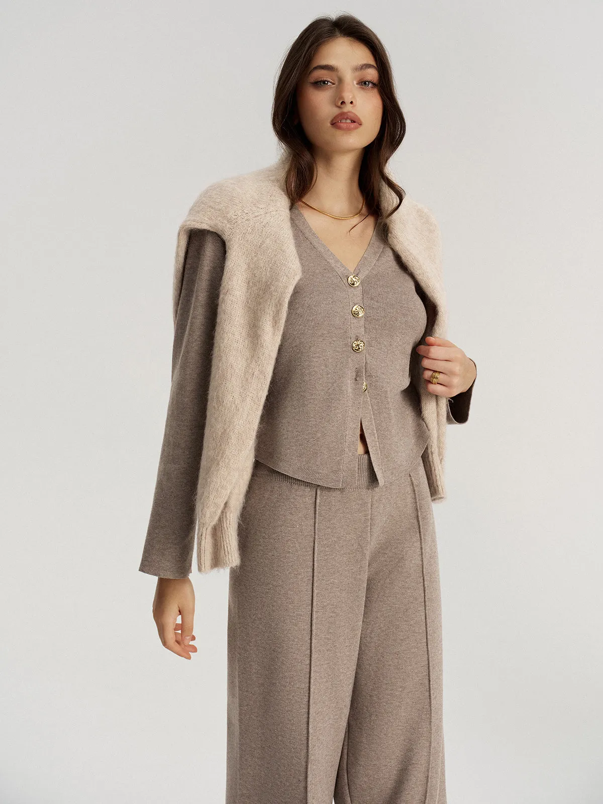 Metal Button V-Neck Knit Cardigan sold by COMMENSE product image thumbnail 3