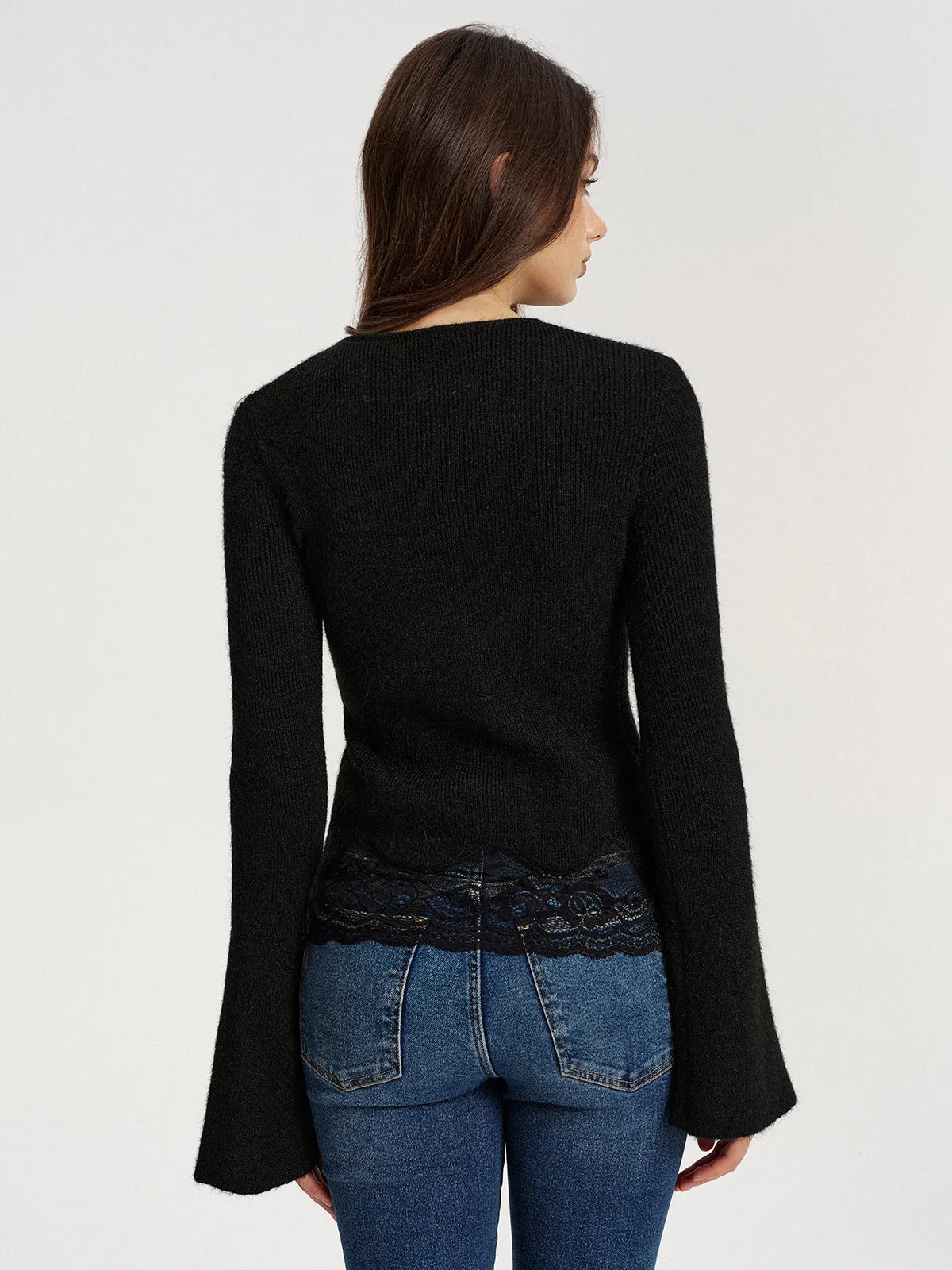 Lace Hem Ribbed Knit Top sold by COMMENSE product image thumbnail 5