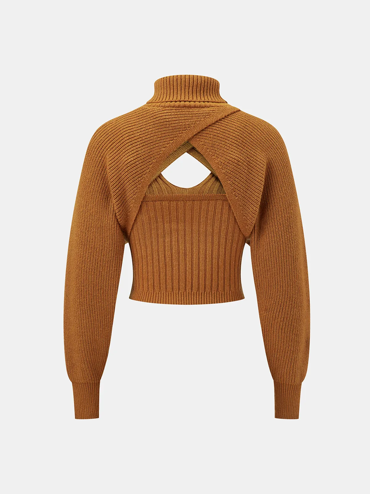 Turtleneck Overlay and Cami Top Knit Two-Piece Set sold by COMMENSE product image thumbnail 2