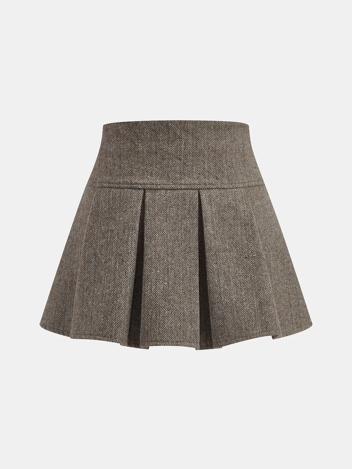Herringbone Tweed Pleated Mini Skirt sold by COMMENSE product image thumbnail 2