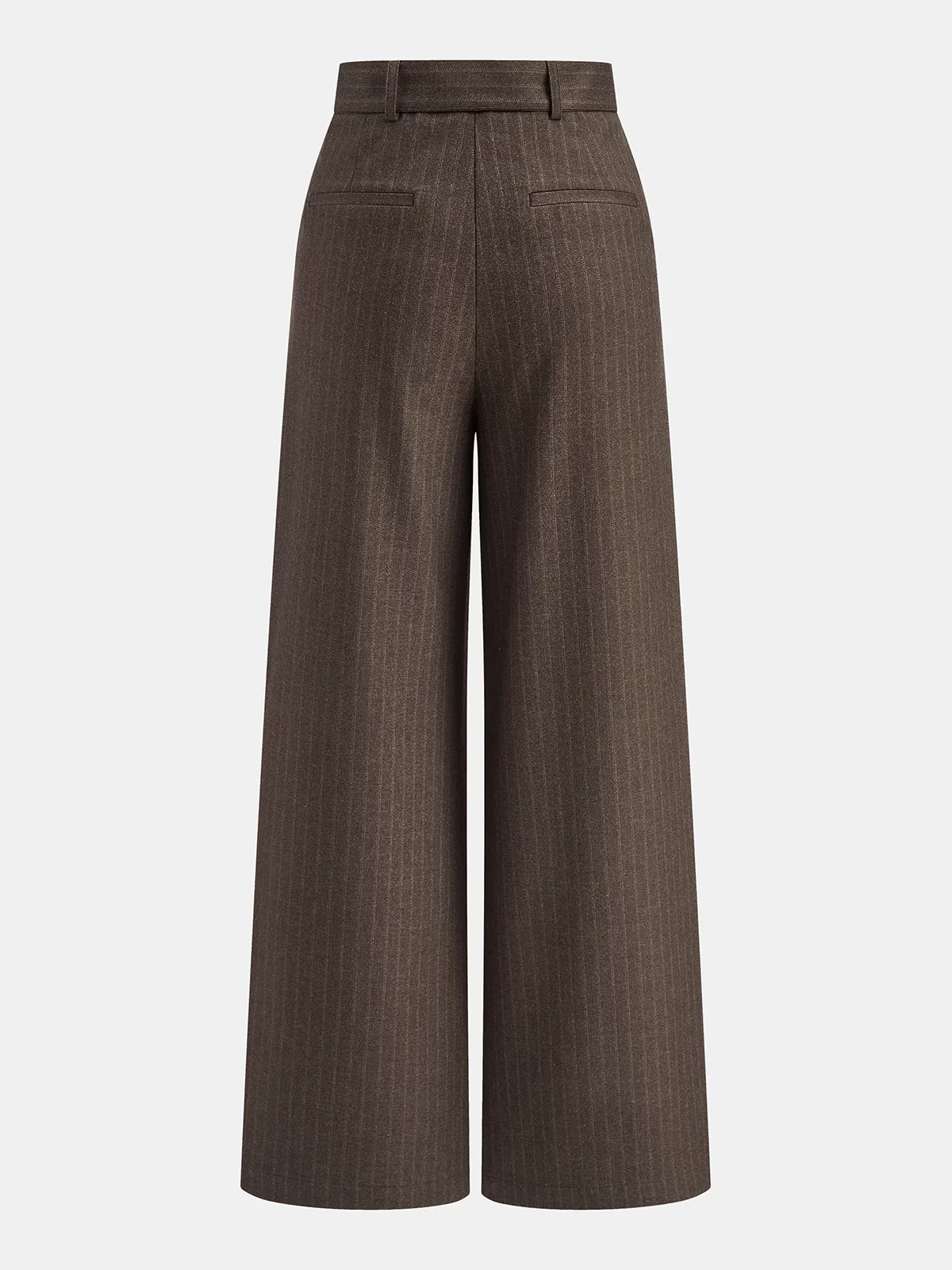 Belted Pinstripe Mid-Waist Wide-Leg Pants sold by COMMENSE product image thumbnail 2