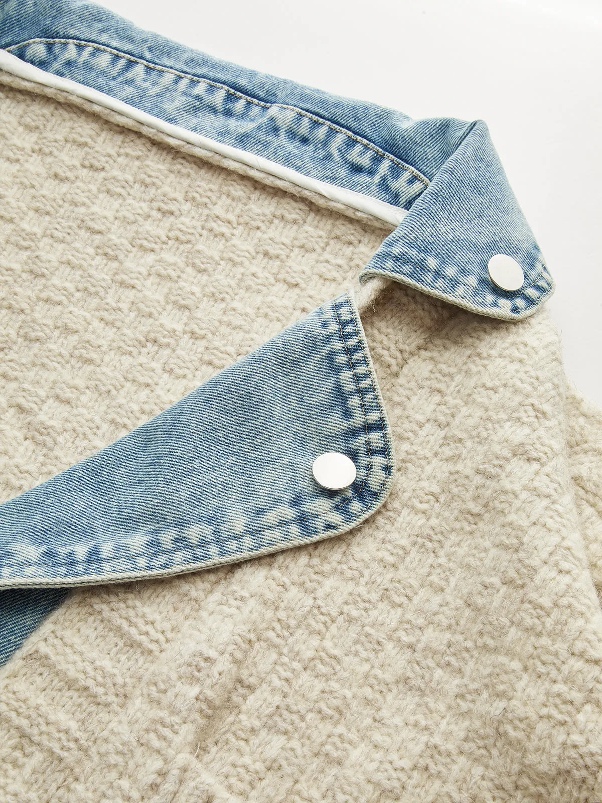 Denim Panel Utility Pocket Knit Cardigan sold by COMMENSE product image thumbnail 4