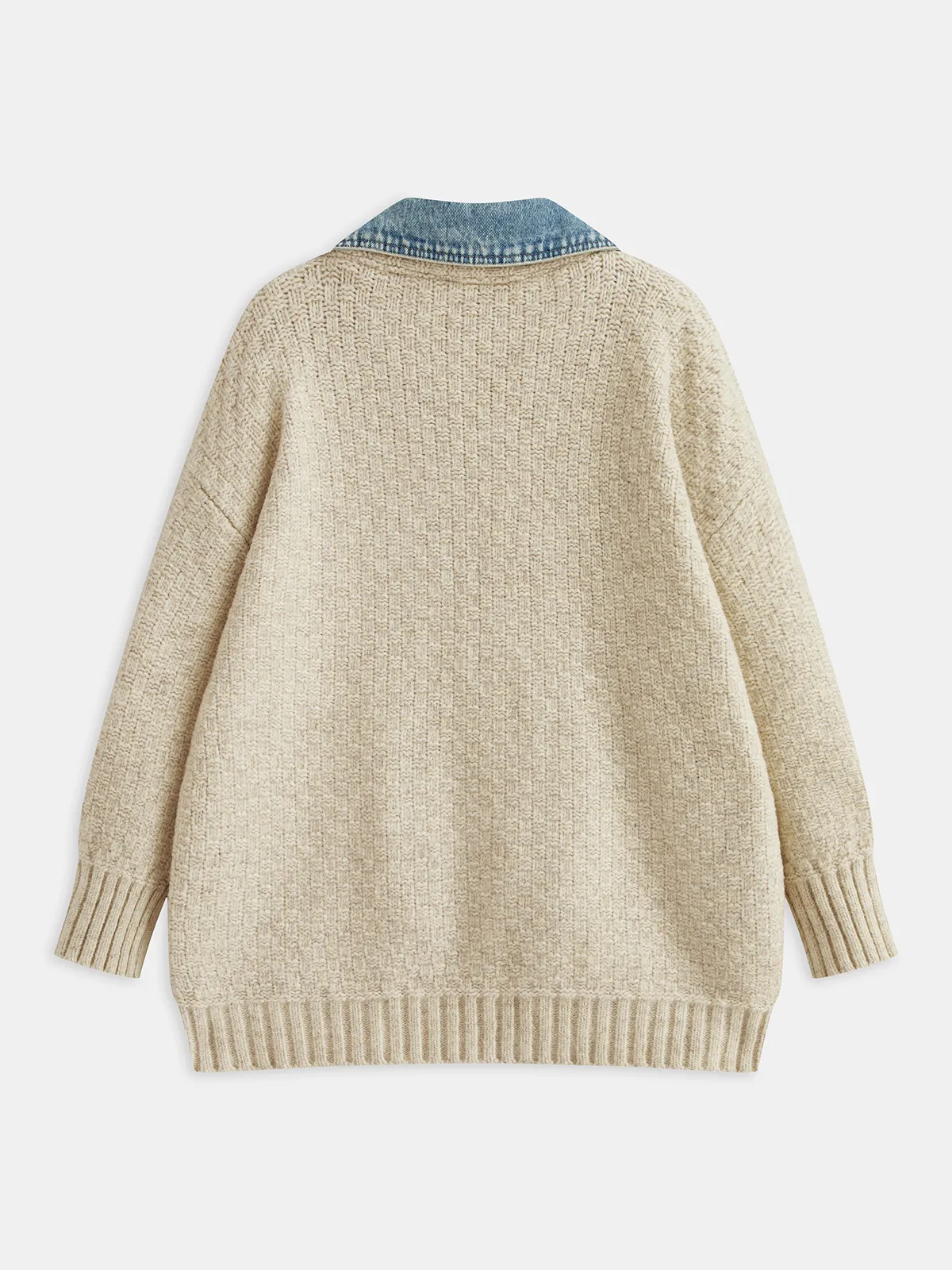 Denim Panel Utility Pocket Knit Cardigan sold by COMMENSE product image thumbnail 2