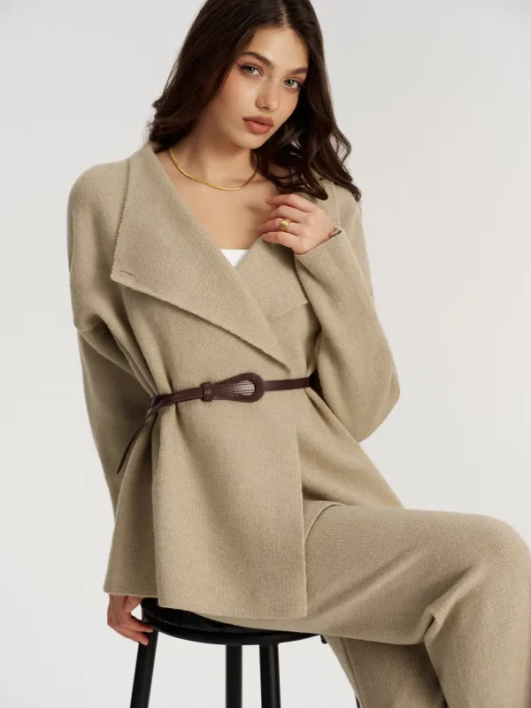 Belted Knit Blazer and Pants Set sold by COMMENSE