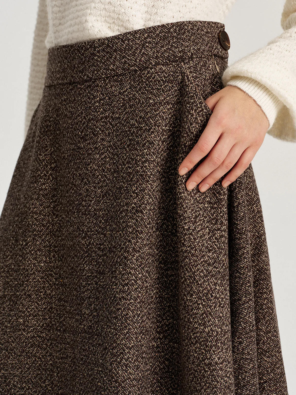 Tweed A-Line Pocket Maxi Skirt sold by COMMENSE product image thumbnail 5