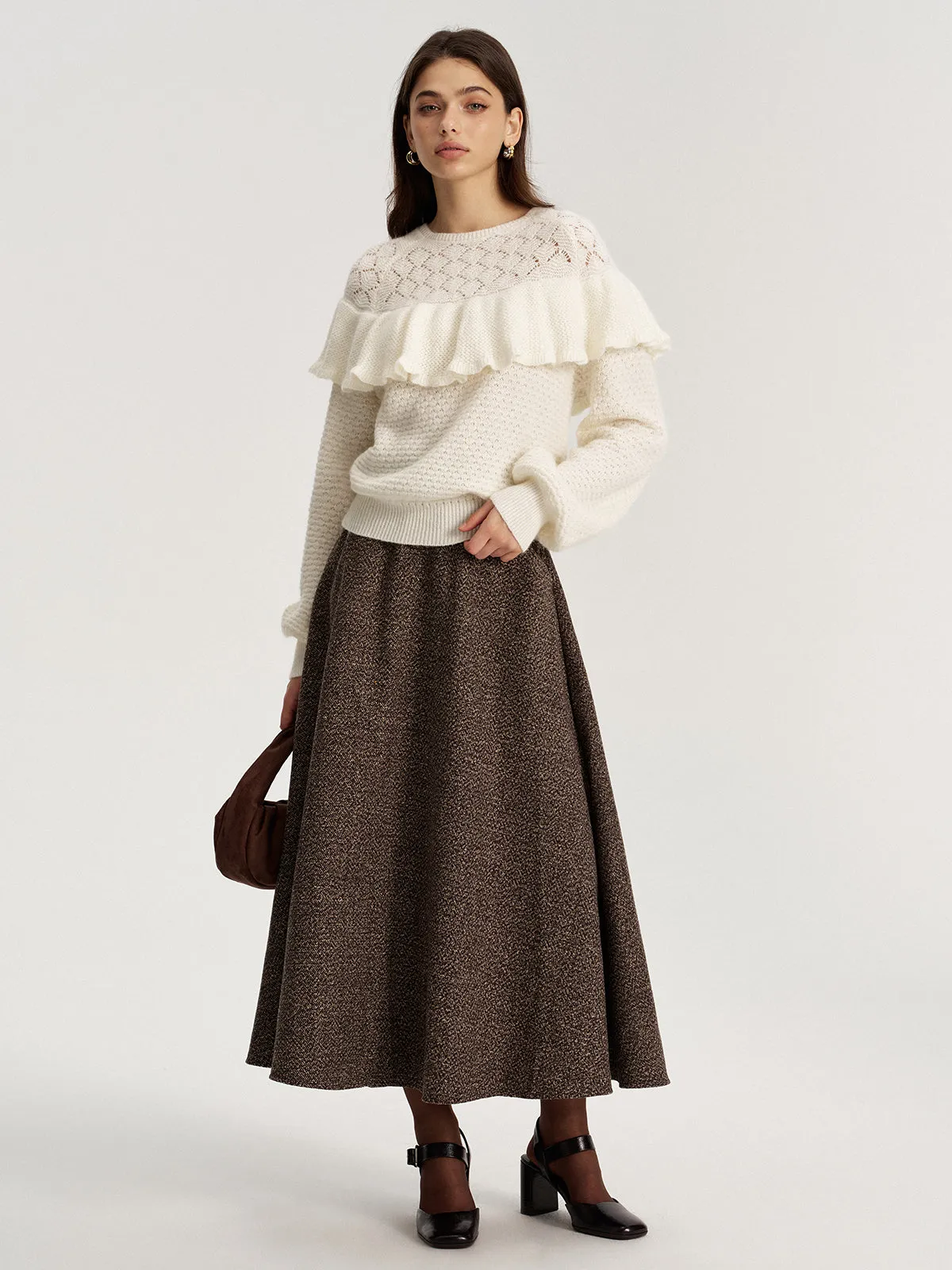 Tweed A-Line Pocket Maxi Skirt sold by COMMENSE product image thumbnail 3