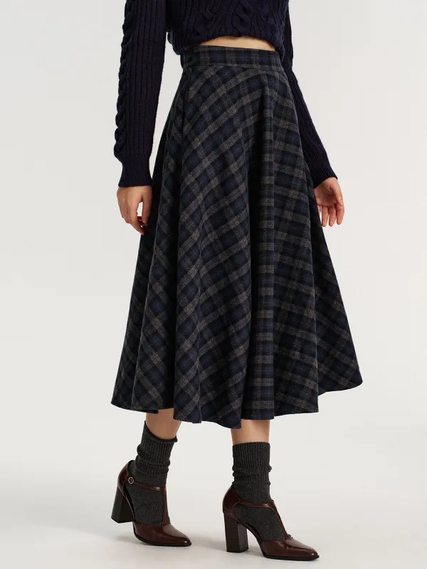 Plaid Tweed Midi Skirt sold by COMMENSE