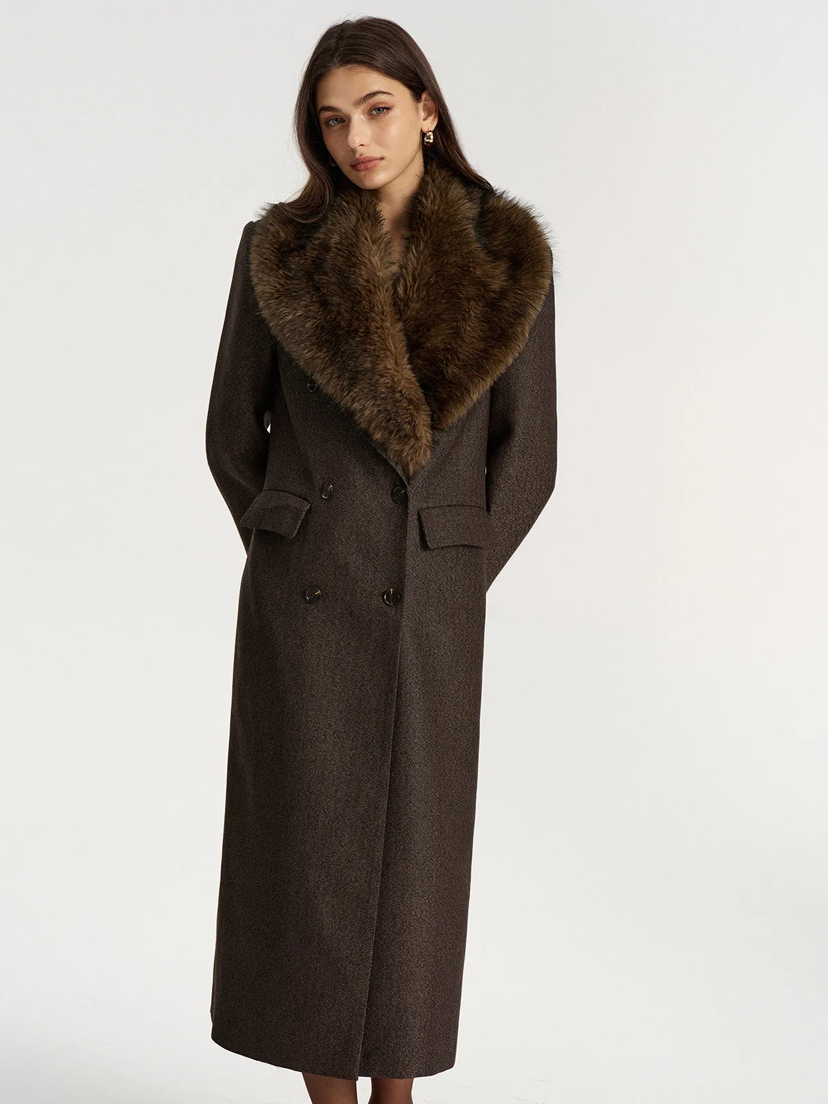 Faux Fur Collar Long Coat without Belt sold by COMMENSE product image thumbnail 5