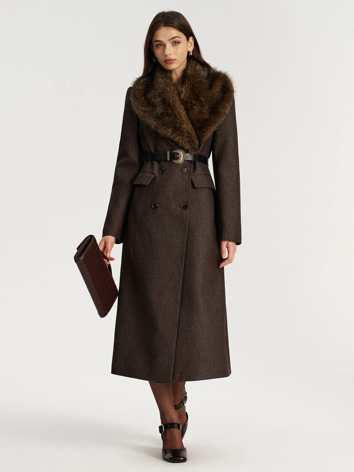 Faux Fur Collar Long Coat without Belt sold by COMMENSE product image thumbnail 3