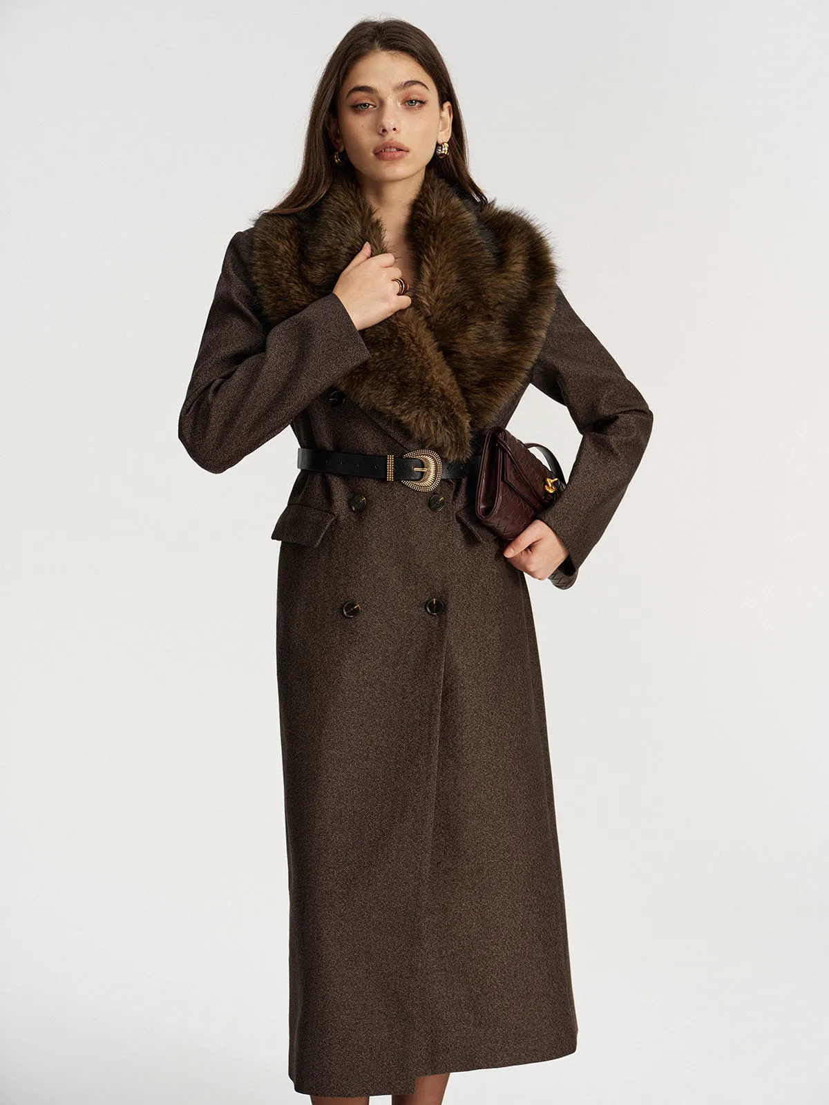 Faux Fur Collar Long Coat without Belt sold by COMMENSE product image thumbnail 4