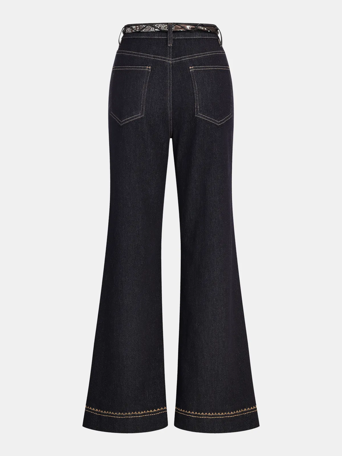 Mid-Waist Flared Jeans with Scarf Belt sold by COMMENSE product image thumbnail 2