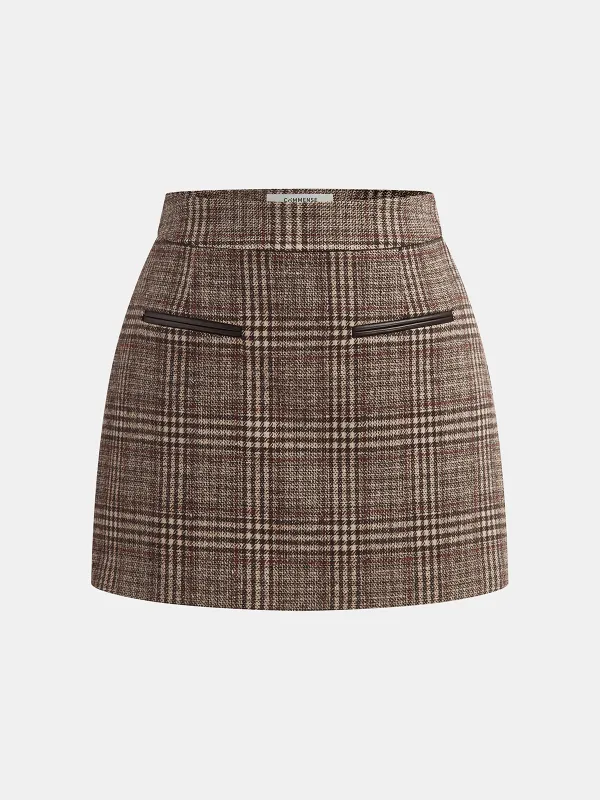 Plaid Tweed Mini Skirt sold by COMMENSE