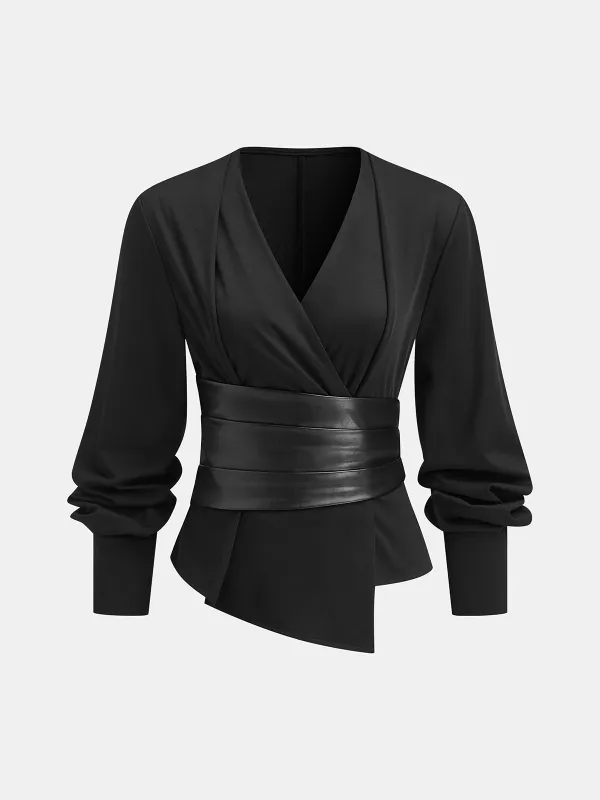 Removable Waist Corset Wrap Blouse sold by COMMENSE