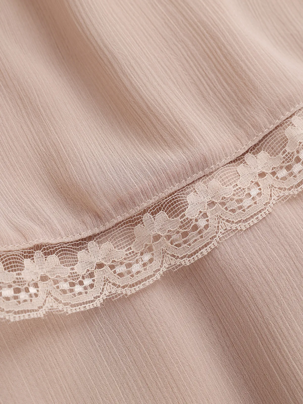 Lace Trim Chiffon Tiered Maxi Dress sold by COMMENSE product image thumbnail 5