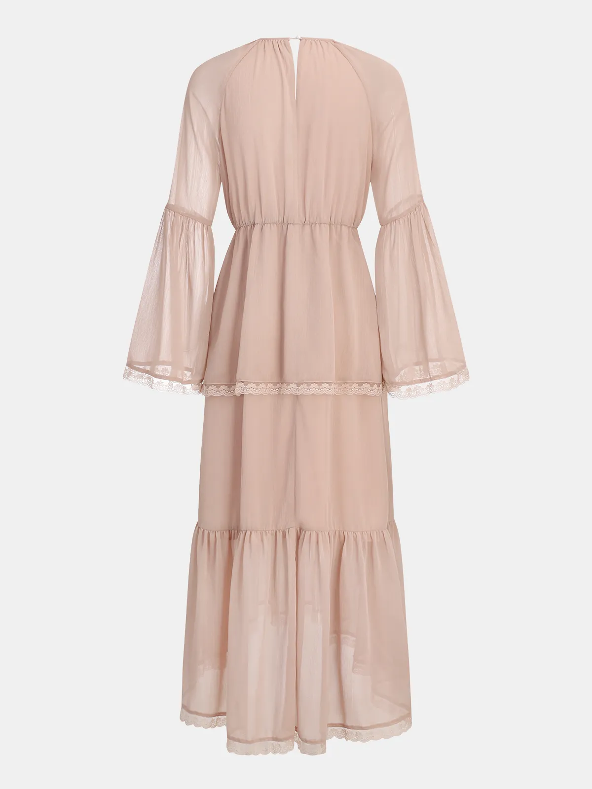 Lace Trim Chiffon Tiered Maxi Dress sold by COMMENSE product image thumbnail 2