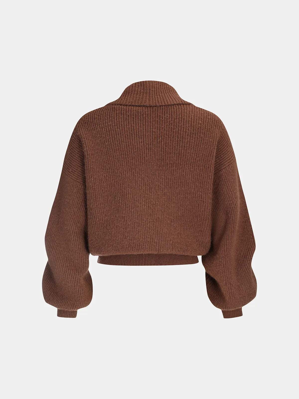 Ribbed Knit Cropped Shawl Collar Cardigan sold by COMMENSE product image thumbnail 2