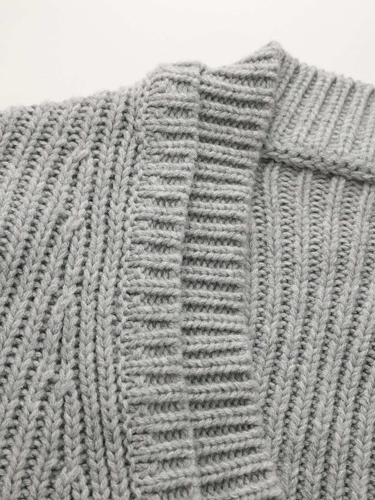 Cuffed Sleeve Ribbed Knit V-Neck Sweater sold by COMMENSE product image thumbnail 4