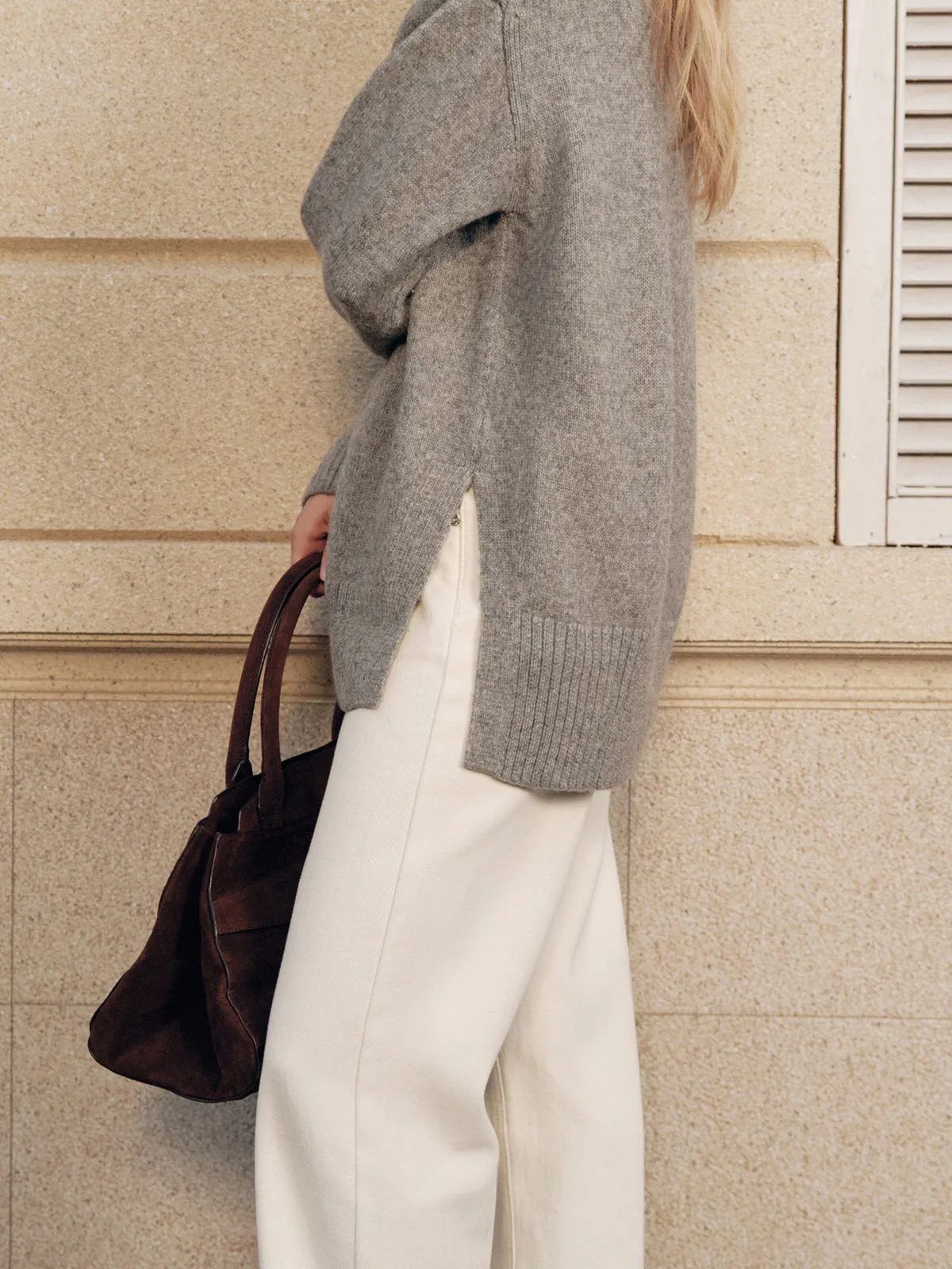 Wool Blend Turtleneck Side Slit Sweater sold by COMMENSE product image thumbnail 2