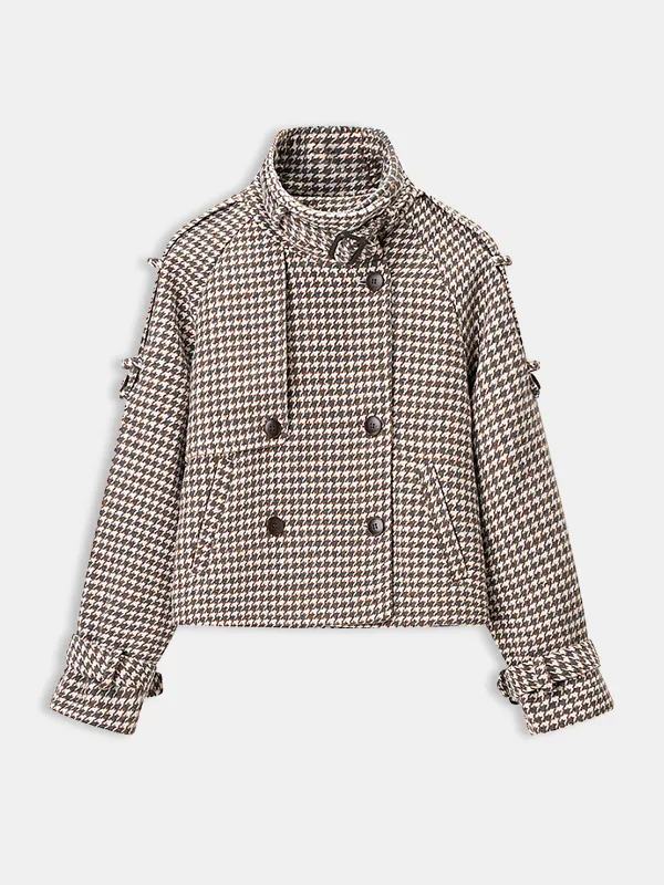 Houndstooth Double-Breasted Tweed Coat sold by COMMENSE