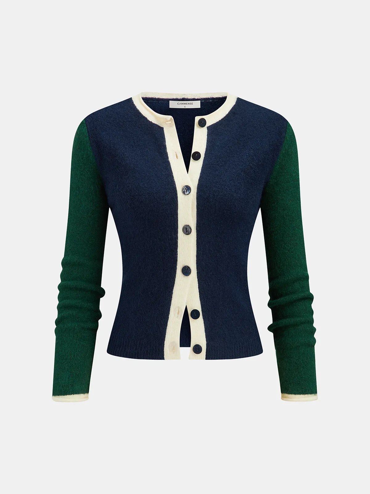Color Block Button Slim Wool Blend Cardigan sold by COMMENSE