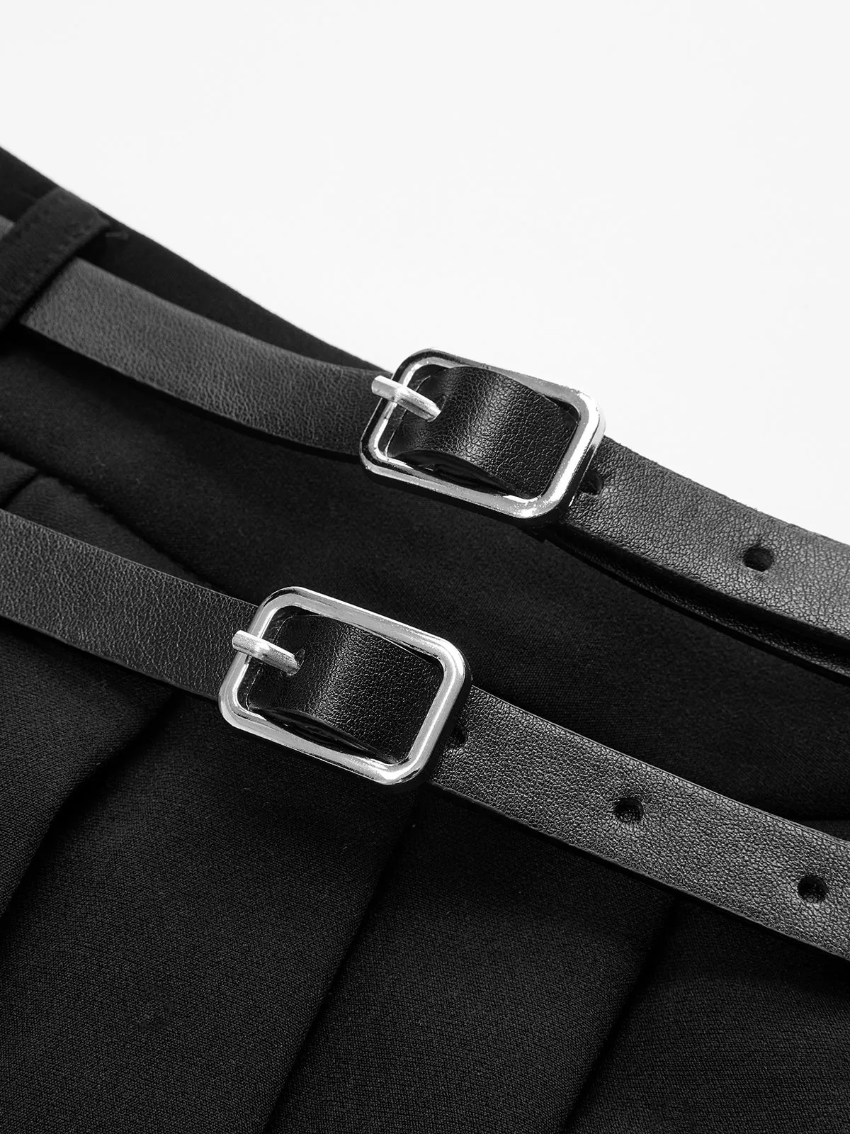 Pleated Double Buckle Mini Skirt sold by COMMENSE product image thumbnail 4