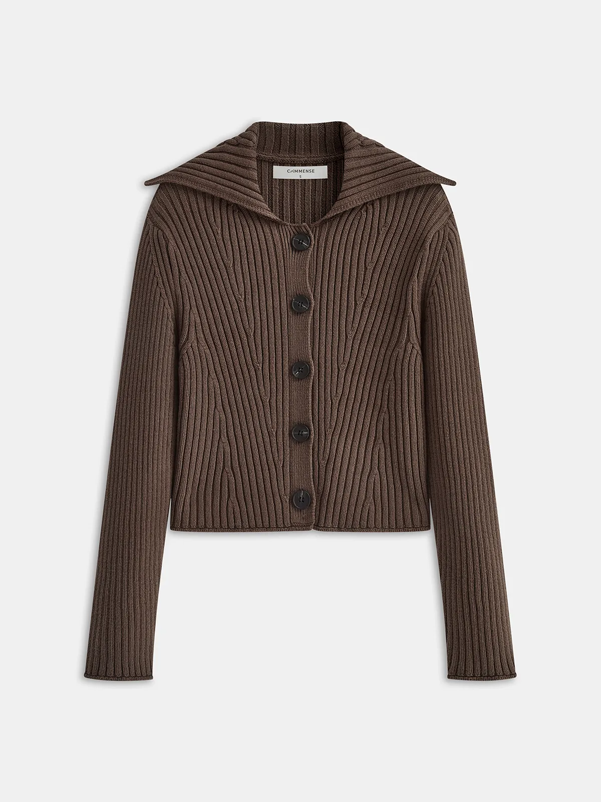 Shawl Collar Button Ribbed Cardigan sold by COMMENSE