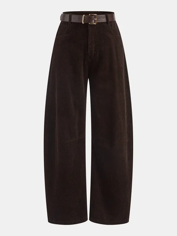 Belted Corduroy Wide-Leg Pants sold by COMMENSE