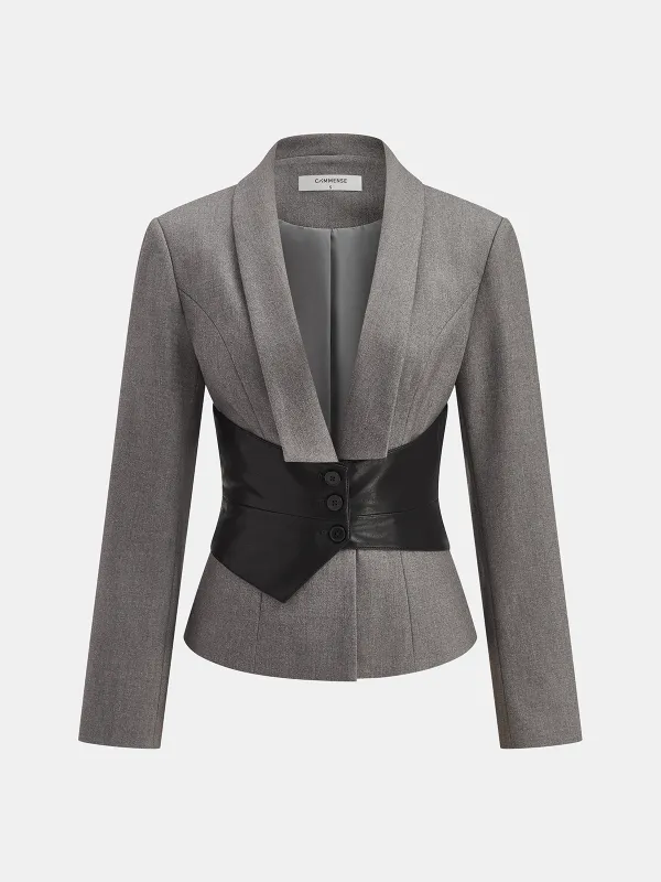 Detachable Waist Belt Lapel Tailored Blazer sold by COMMENSE