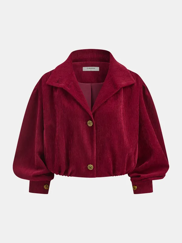 Puff Sleeve Suede Effect Cropped Jacket sold by COMMENSE