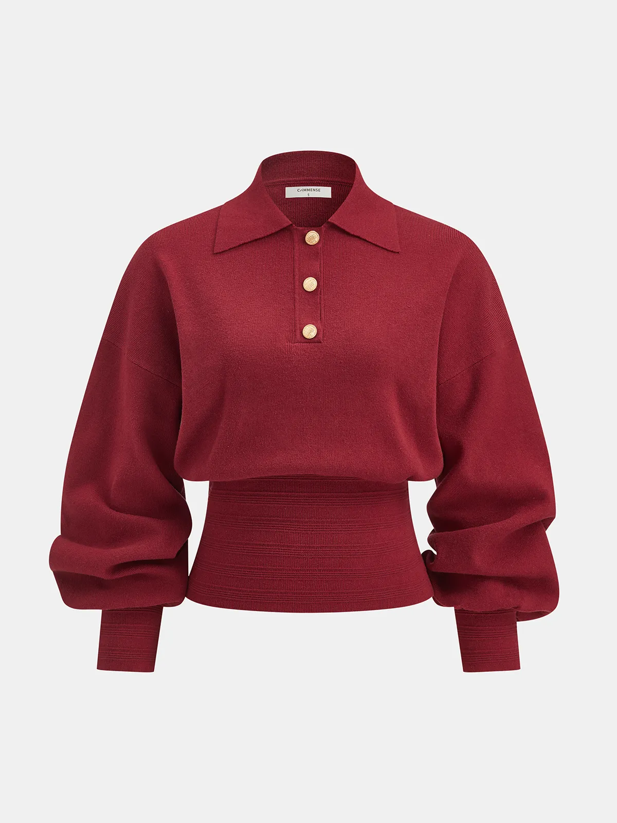 Polo Collar Buttoned Knit Sweater sold by COMMENSE