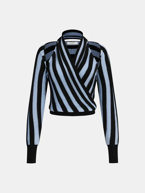 Wool Blend Halter Stripe Knit Top sold by COMMENSE