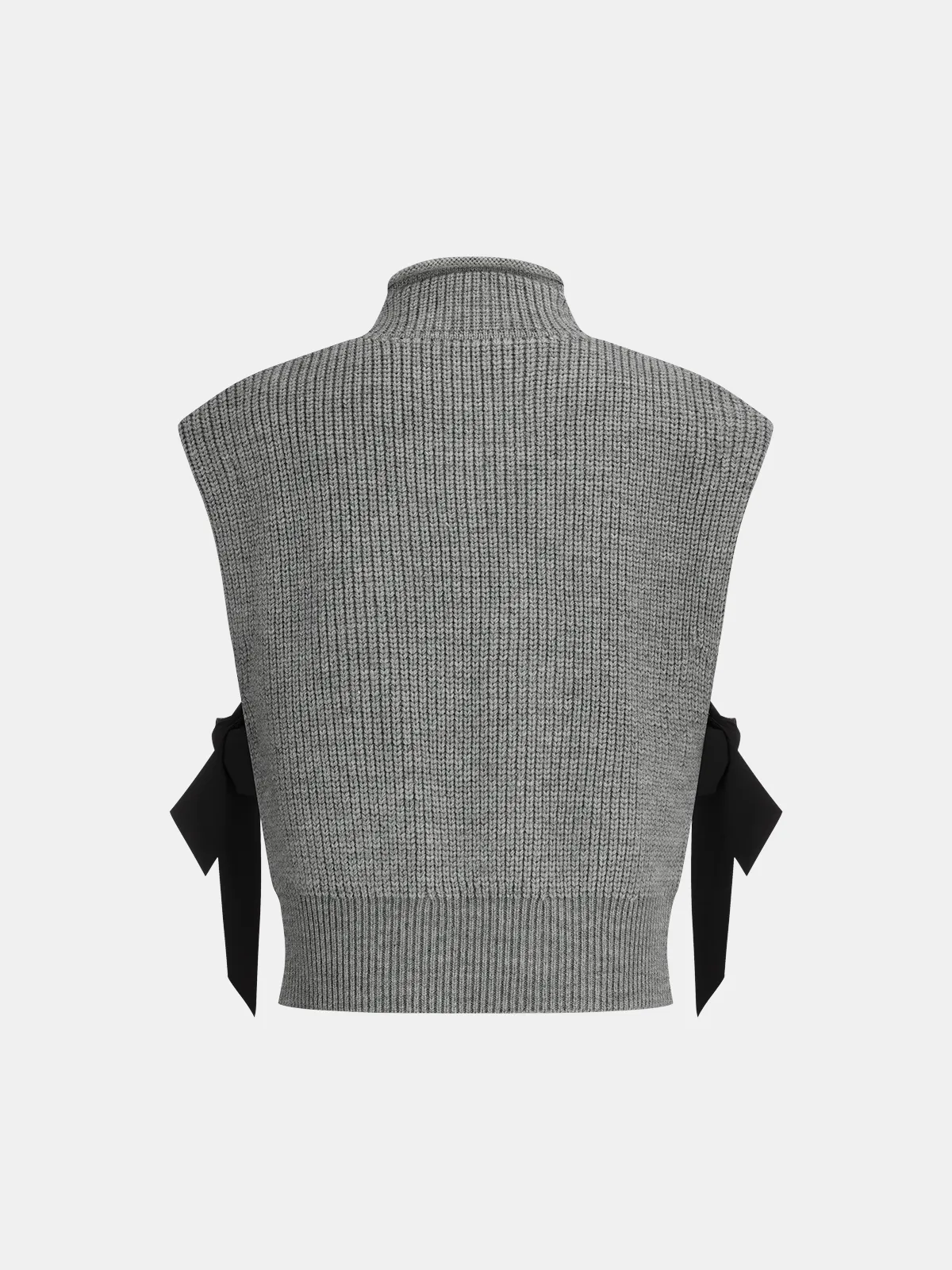 Wool Blend Mock Neck Bow Detail Cable Knit Vest sold by COMMENSE product image thumbnail 3