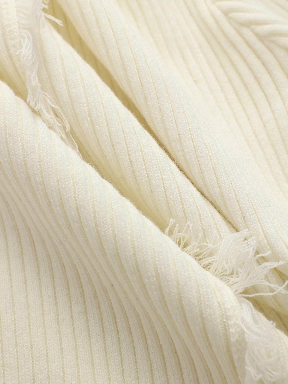 Fringe Ribbed Wool Blend Knit Top sold by COMMENSE product image thumbnail 3