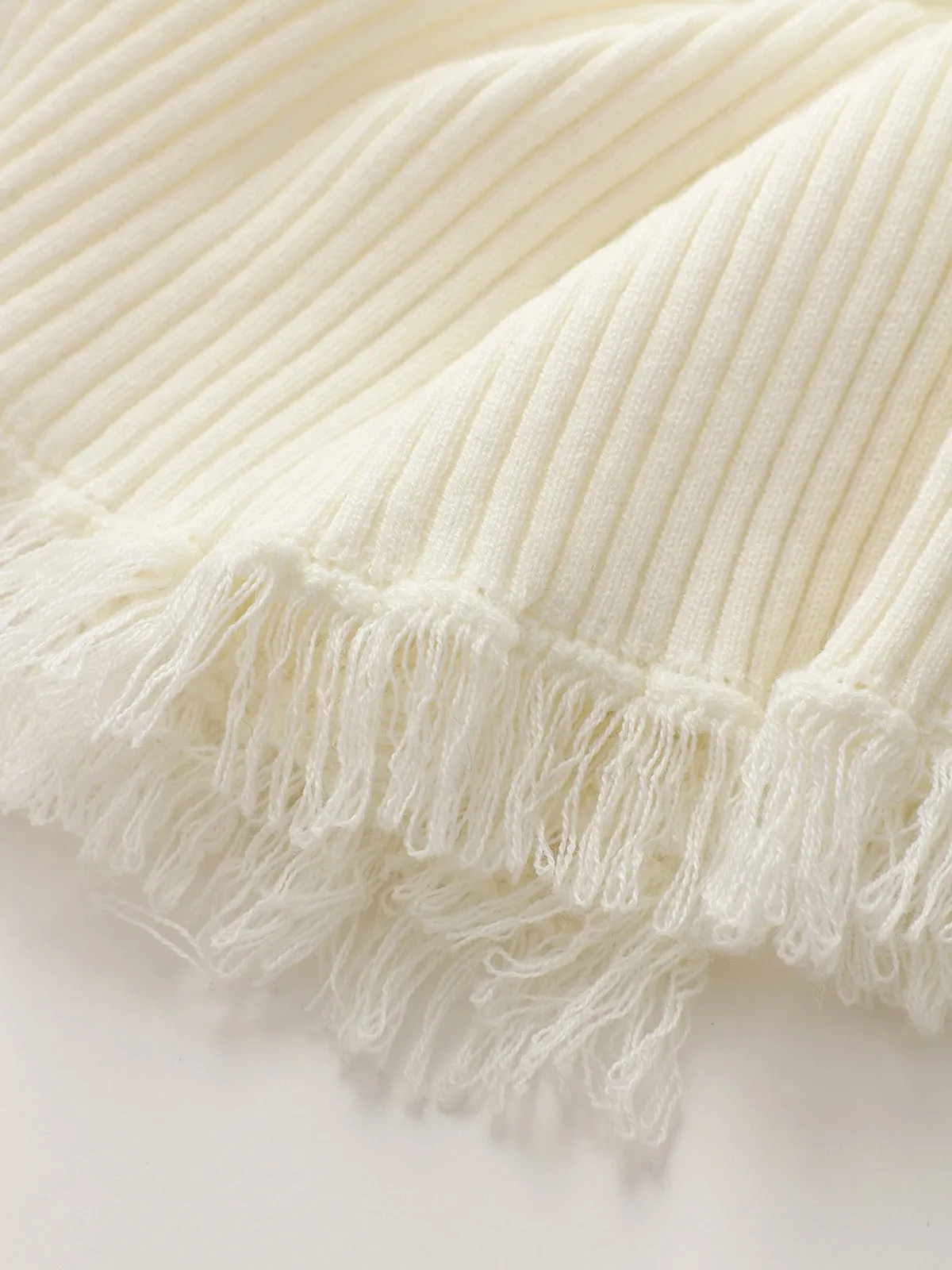 Fringe Ribbed Wool Blend Knit Top sold by COMMENSE product image thumbnail 4