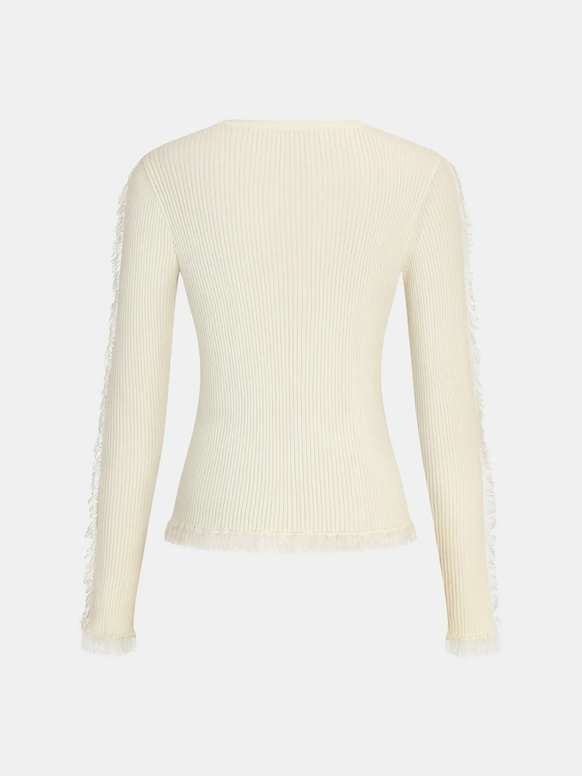 Fringe Ribbed Wool Blend Knit Top sold by COMMENSE product image thumbnail 2