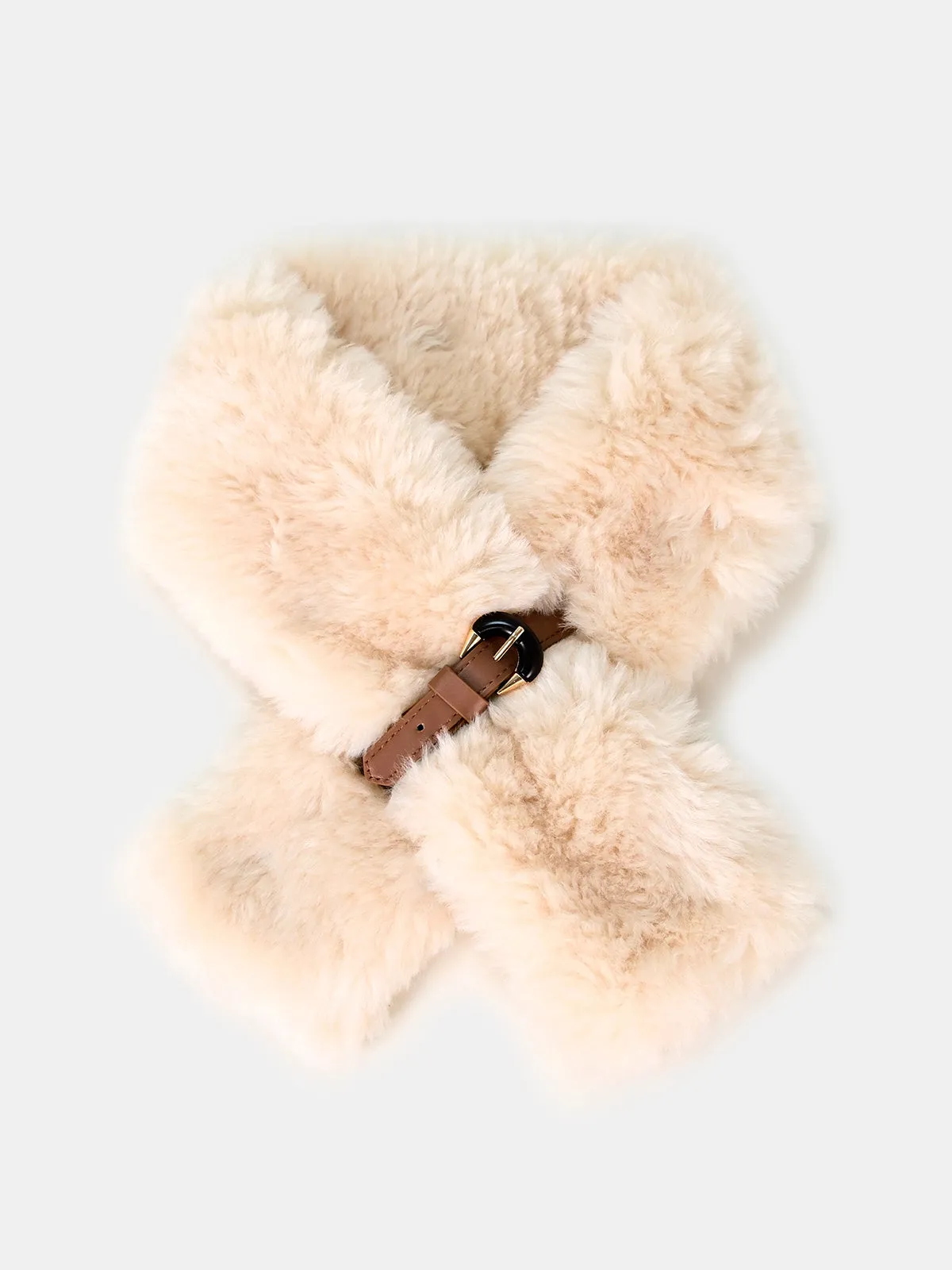 Faux Fur Buckle Scarf sold by COMMENSE