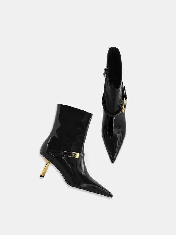 Patent PU Pointed Toe Stiletto Ankle Boots sold by COMMENSE