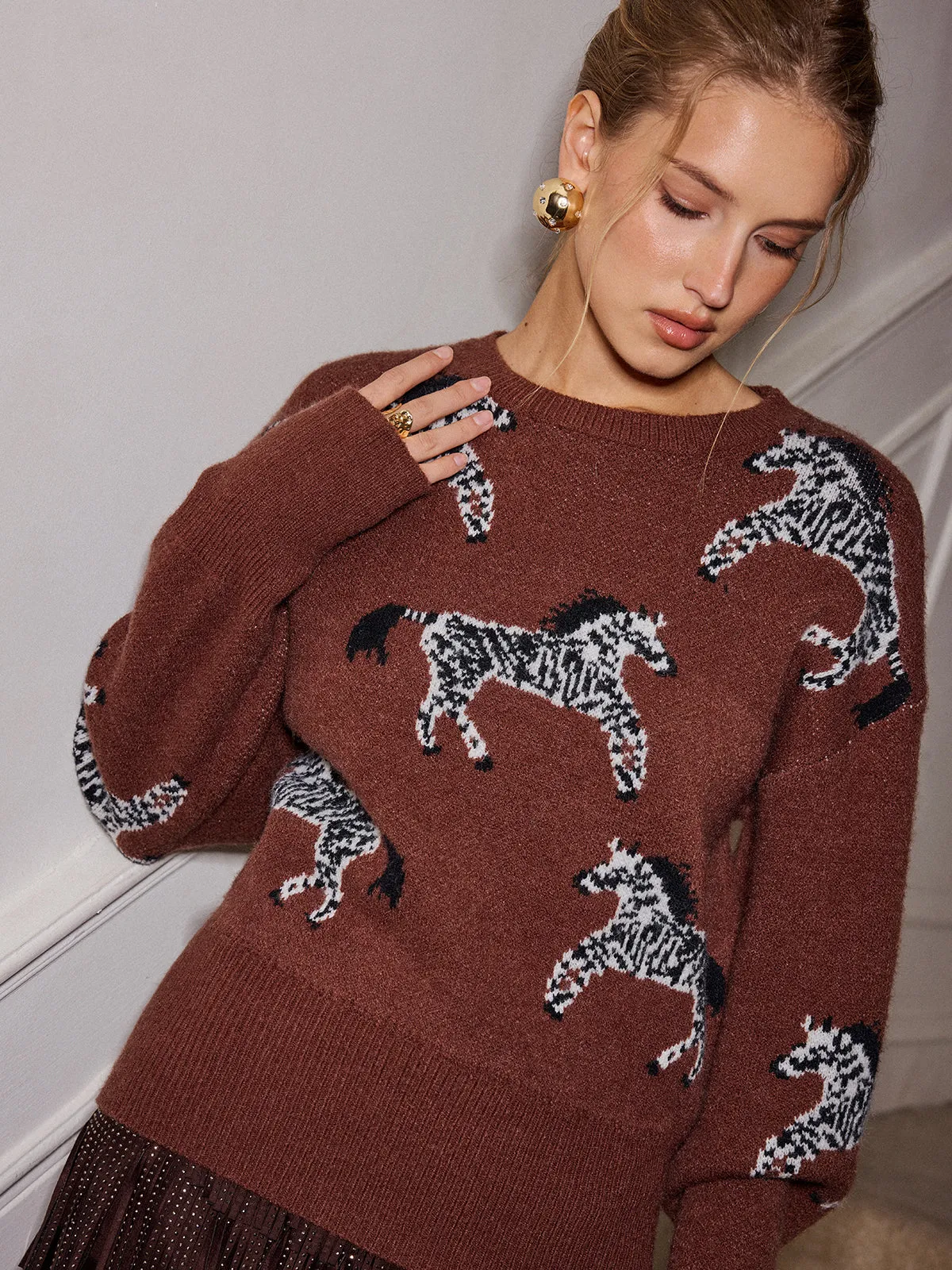 Zebra Pattern Knit Sweater sold by COMMENSE product image thumbnail 4