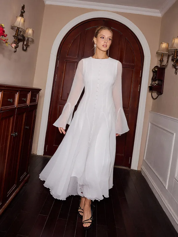 Sheer Bell Sleeve Maxi Dress sold by COMMENSE