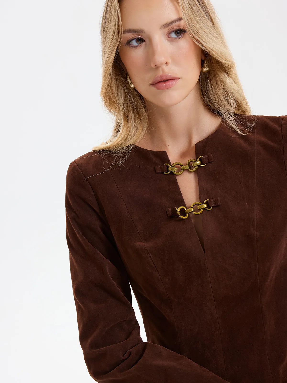 Chain Detail Long Sleeve Mini Dress sold by COMMENSE product image thumbnail 2