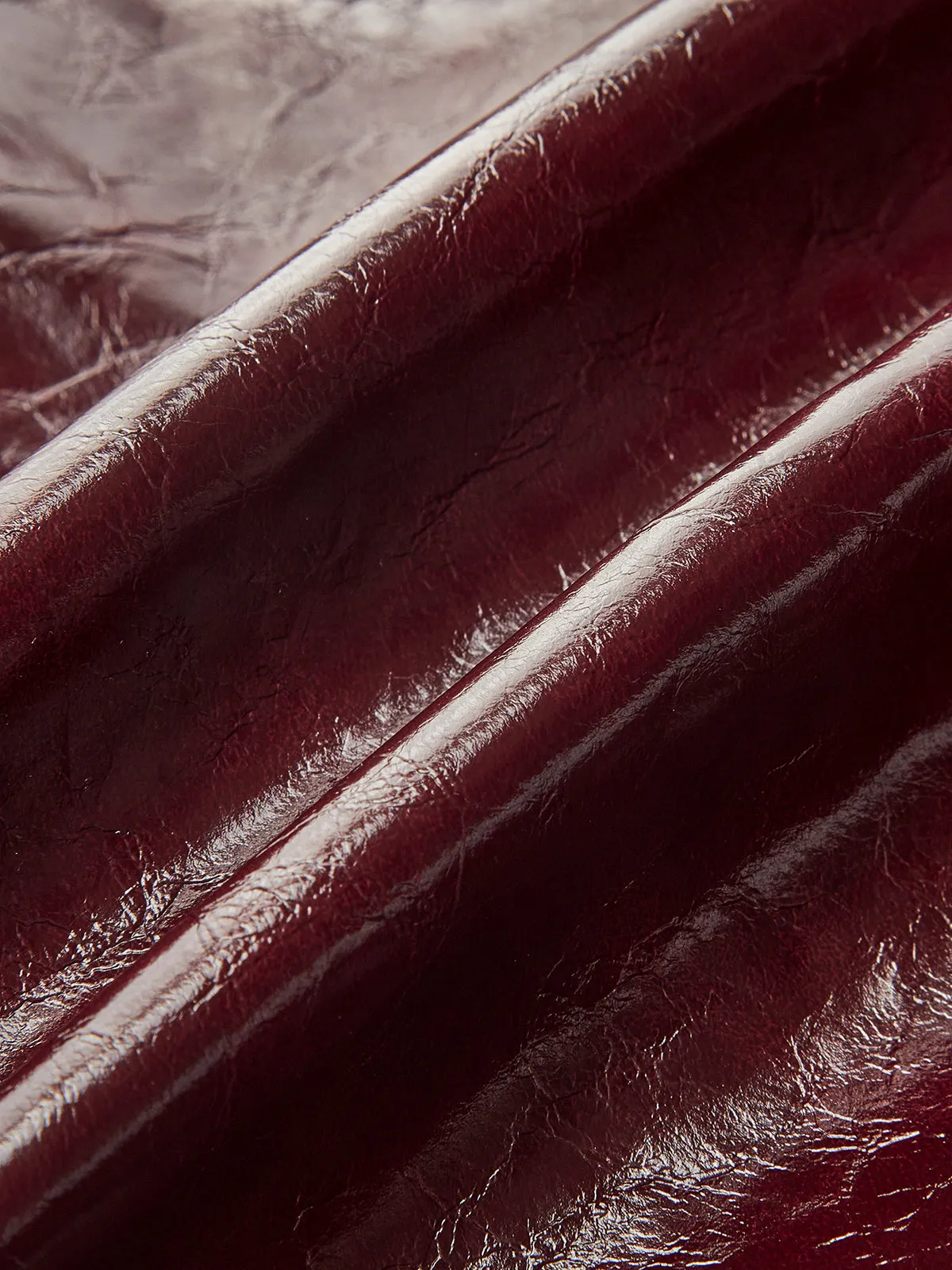 Satin Shirt and Faux Leather Skirt Set sold by COMMENSE product image thumbnail 3