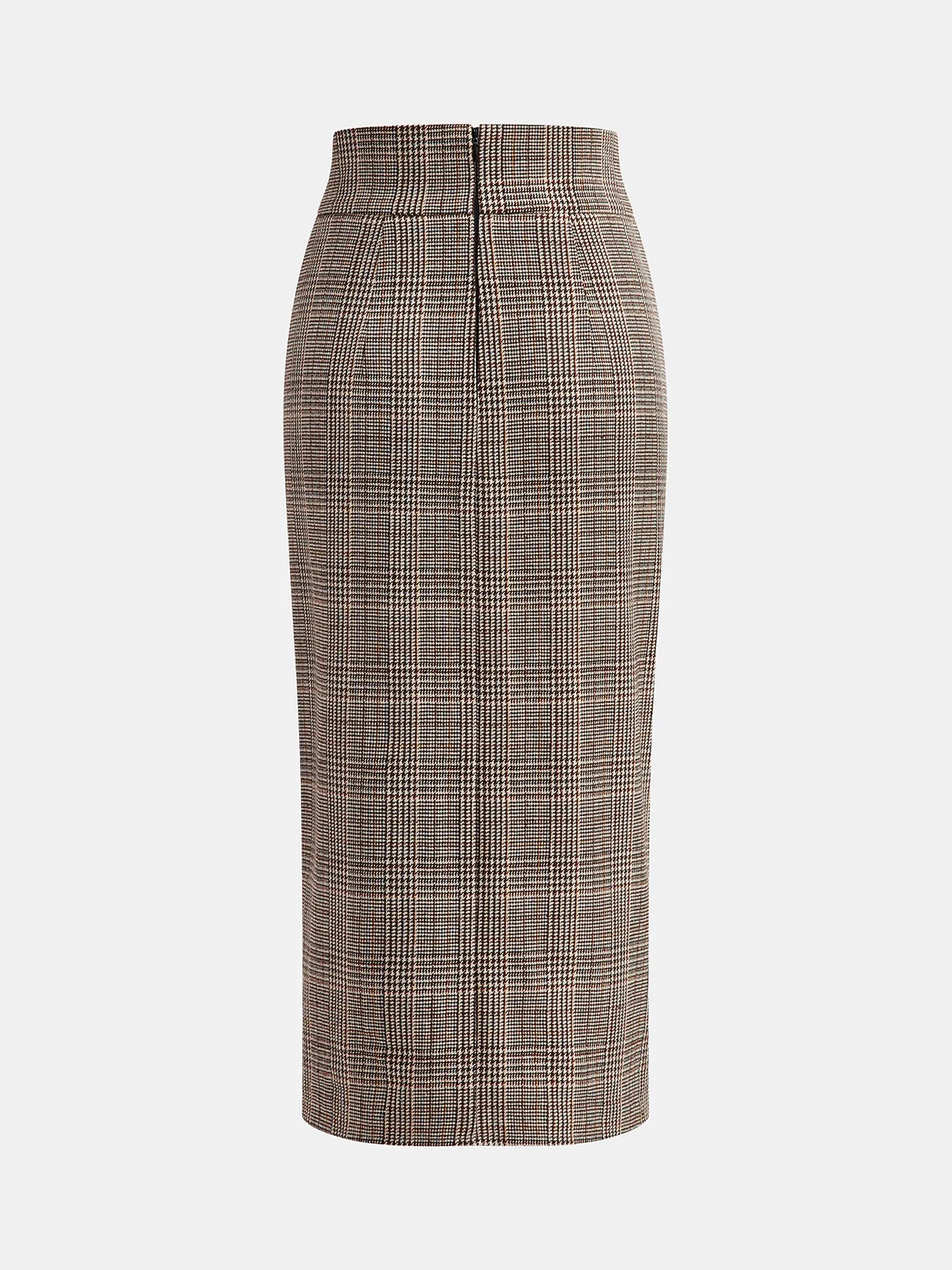 Knot-Front Slit Houndstooth Tweed Midi Skirt sold by COMMENSE product image thumbnail 2