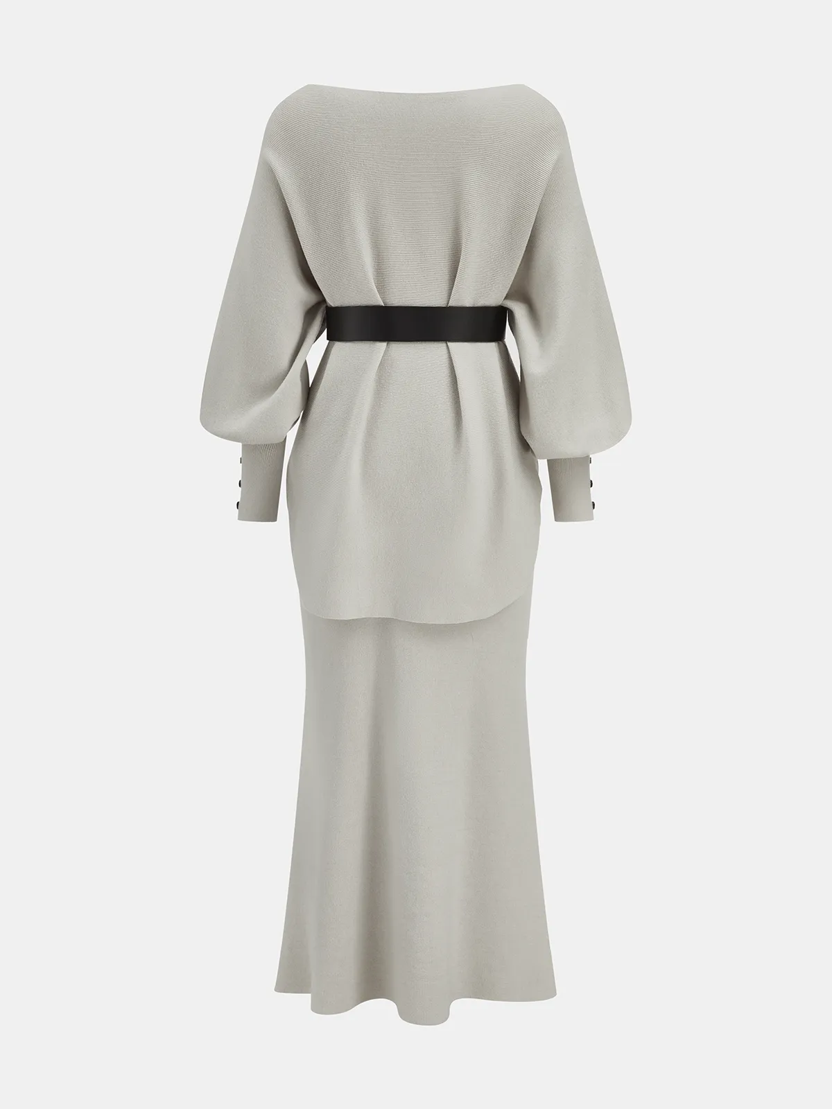 Belted Puff-Sleeve Top and Mermaid Skirt Set sold by COMMENSE product image thumbnail 2