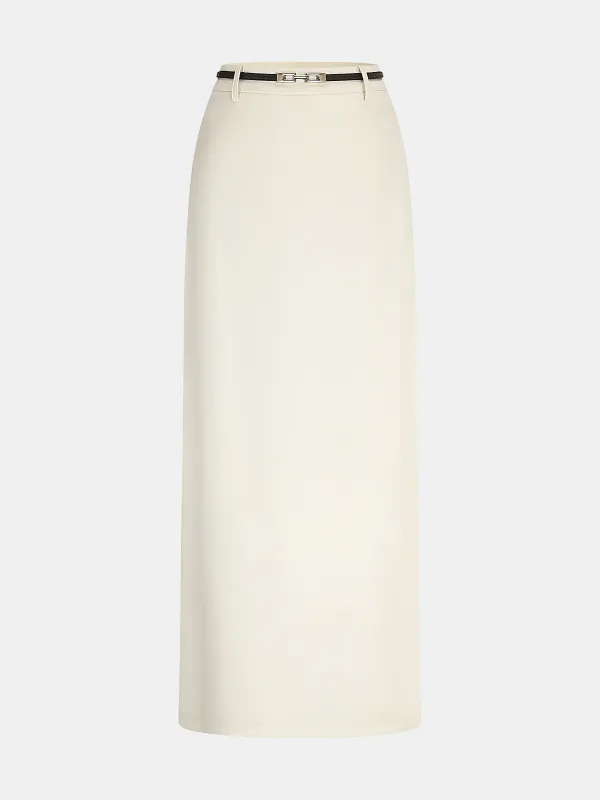 Belted Satin Straight Maxi Skirt sold by COMMENSE