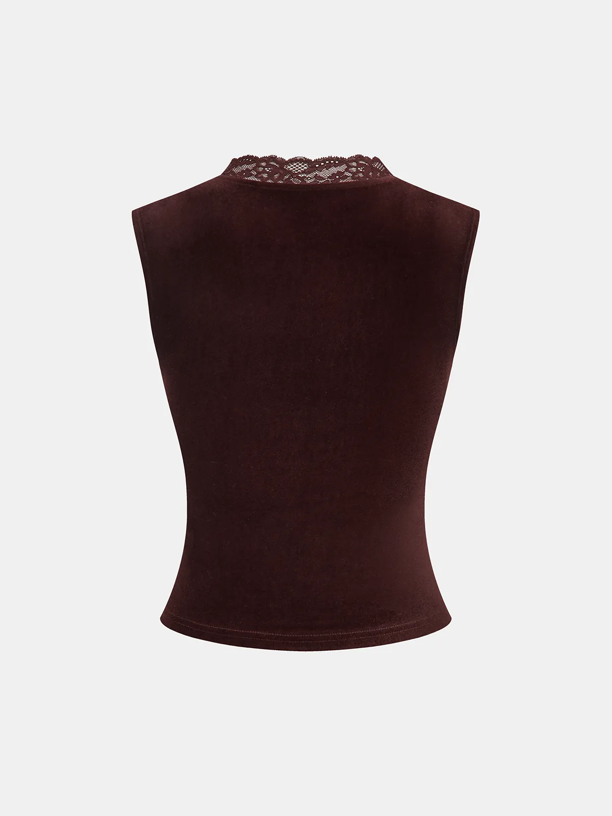 Lace V-Neck Velvet Sleeveless Top sold by COMMENSE product image thumbnail 2