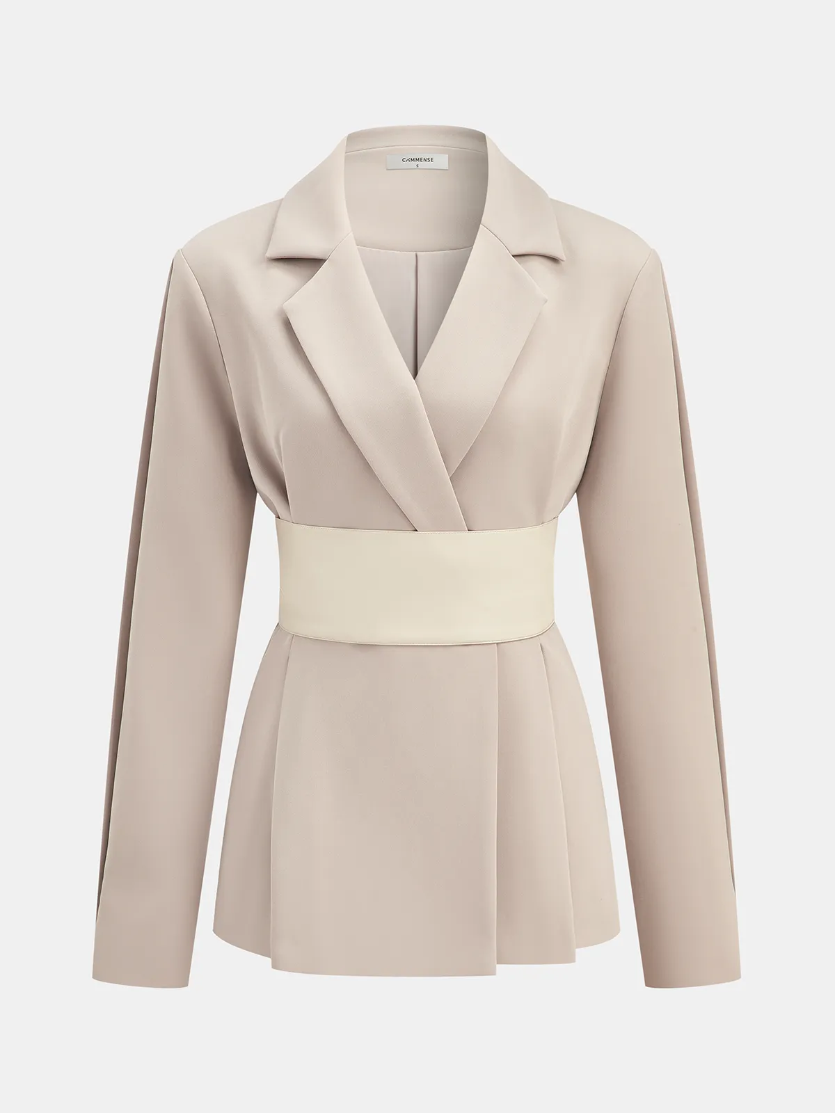 Contrast Belted Waist Lapel Blazer sold by COMMENSE