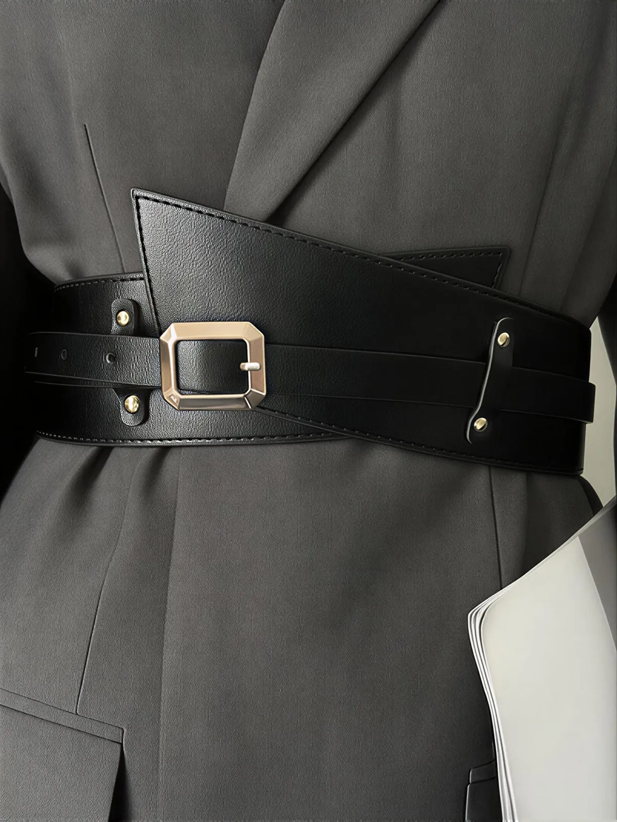 Wide Square Buckle Belt sold by COMMENSE product image thumbnail 3