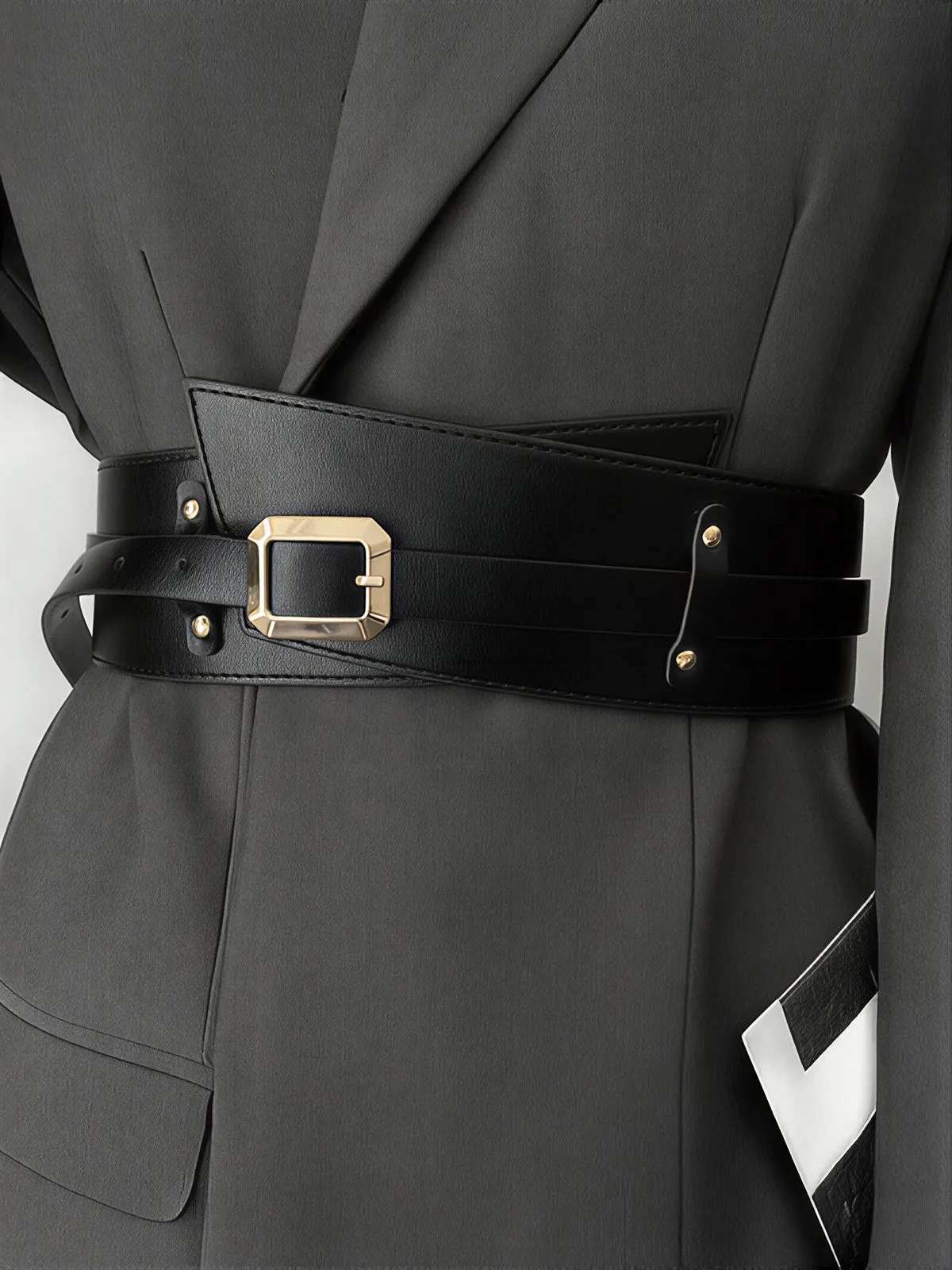 Wide Square Buckle Belt sold by COMMENSE